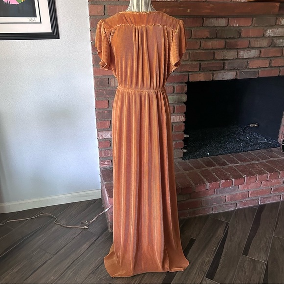 Baltic Born Athena Pleated Maxi Dress in Saffron Rust Sz M - Picture 6 of 8
